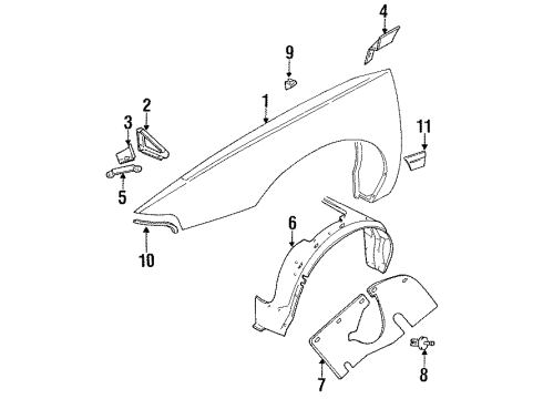 1995 Chrysler New Yorker Fender & Components, Exterior Trim Shield Diagram for 4583965