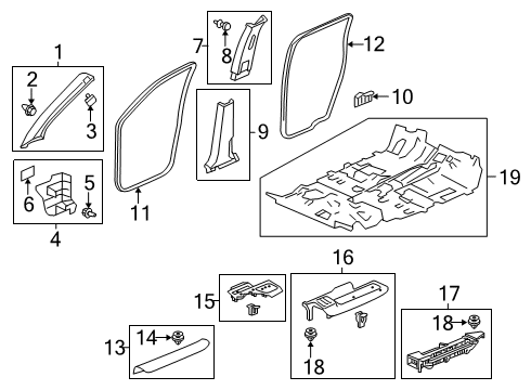 2020 Honda Passport Interior Trim - Pillars Garnish Assy., R. FR. Pillar *NH900L* (DEEP BLACK) Diagram for 84101-TG7-A01ZC