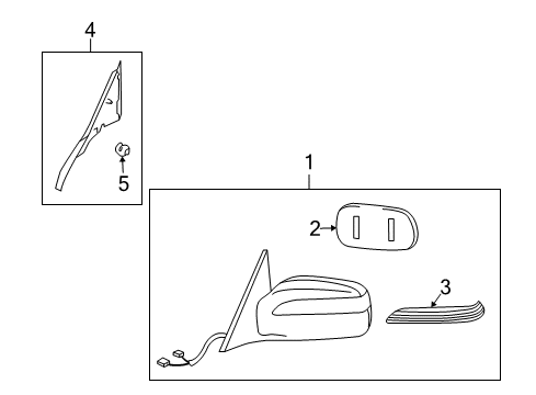 2003 Infiniti M45 Outside Mirrors Glass-Mirror, R Diagram for 96365-AR211