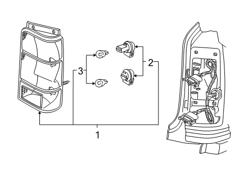 1997 Ford Explorer Bulbs Combo Lamp Assembly Diagram for F67Z-13404-AA