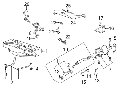 2003 Cadillac DeVille Fuel System Components Fuel Pump Diagram for 19369904