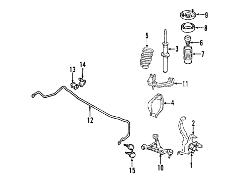 2007 Acura RL Front Suspension Components, Lower Control Arm, Upper Control Arm, Stabilizer Bar Bush, Front Stabilizer Holder Diagram for 51306-SJA-A02