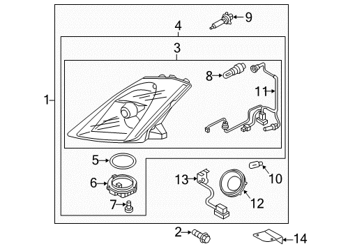 2008 Nissan 350Z Headlamps Cover Headlamp Diagram for 26029-CF40A