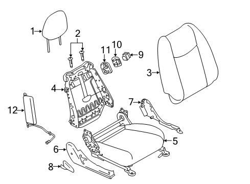 2012 Nissan Leaf Passenger Seat Components Seat Slide Switch Diagram for 87016-3NA0A