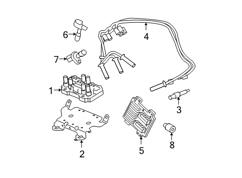 2010 Buick Lucerne Powertrain Control Ignition Module Bracket Diagram for 12595087