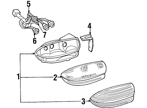 1994 Pontiac Bonneville Combination Lamps Lens-Tail Lamp Outer(LH) Diagram for 16515903