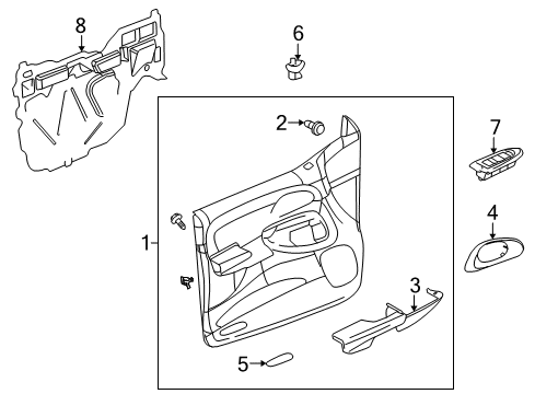 2007 Chevrolet Trailblazer Front Door Handle Bezel Diagram for 15214502
