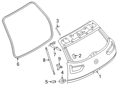 2019 BMW i3s Lift Gate Gas Pressurized Spring Bracket Diagram for 51247296777