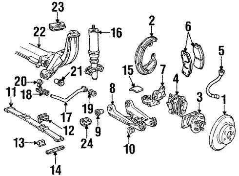 1992 Cadillac Eldorado Rear Brakes Hub & Bearing Diagram for 7470555