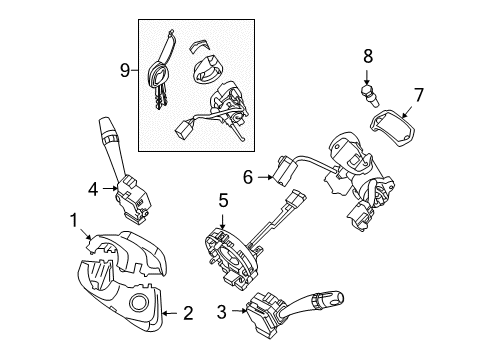 2010 Kia Rondo Shroud, Switches & Levers Ignition Lock Cylinder Diagram for 819101D010