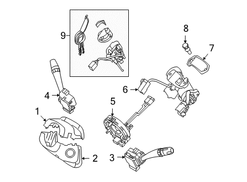 2007 Kia Rondo Shroud, Switches & Levers Ignition Lock Cylinder Diagram for 819001DA01