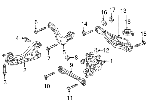 2019 Honda CR-V Rear Suspension Components, Lower Control Arm, Upper Control Arm, Stabilizer Bar Knuckle, L. RR. Diagram for 52215-TLA-A02