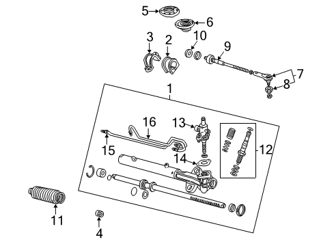 2005 Acura MDX Steering Column & Wheel, Steering Gear & Linkage Power Steering Rack, Reman Diagram for 06536-S3V-515RM