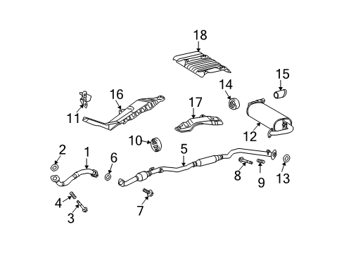 2009 Toyota Matrix Exhaust Components Converter & Pipe Bracket Diagram for 17576-0D010