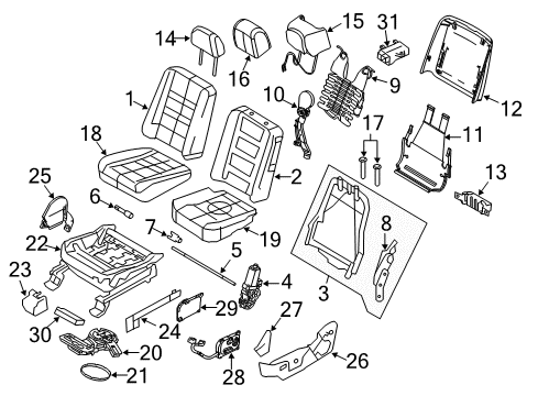 2013 Lincoln MKT Front Seat Components Seat Cushion Pad Diagram for DE9Z-74632A22-B