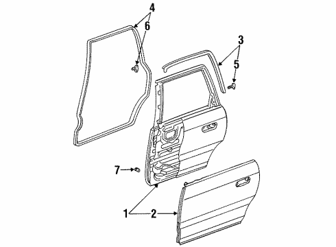 1997 Honda Odyssey Rear Door Skin, R. RR. Door Diagram for 67611-SX0-A00ZZ