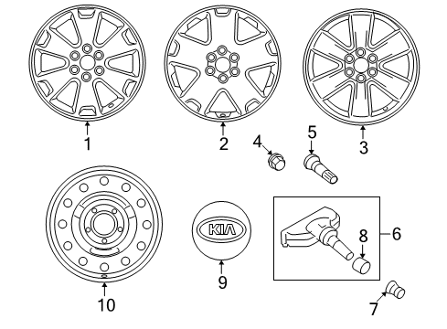 2009 Kia Borrego Wheels Wheel Assembly-Aluminum Diagram for 529102J250