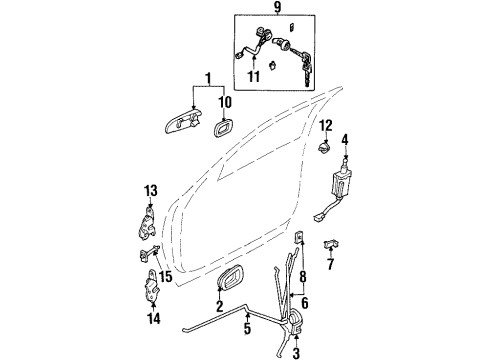 2002 Kia Sportage Front Door Rod-Inner Handle, LH Diagram for 0K01259307