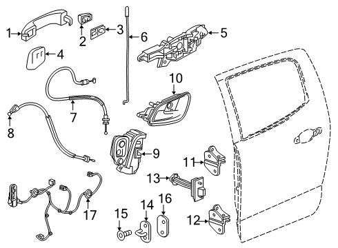 2016 GMC Canyon Rear Door Lock Knob Diagram for 23127651