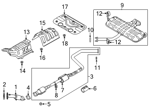 2019 Hyundai Veloster Exhaust Components Center Muffler Assembly Diagram for 28650-J3500