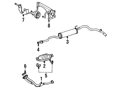 1984 Toyota Pickup Exhaust Components Front Exhaust Pipe Assembly Diagram for 17410-35141