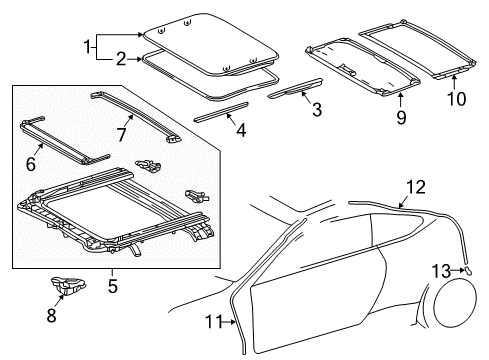 2018 Lexus RC350 Sunroof GARNISH, Sliding Root Diagram for 63218-24060