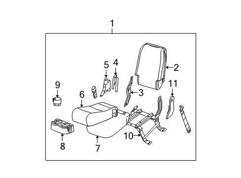 2006 Chevrolet Avalanche 2500 Front Seat Components Pad, Front Center Seat Cushion Diagram for 88936413