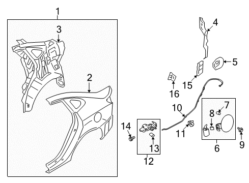 2008 Hyundai Elantra Quarter Panel & Components Handle Assembly-Fuel Filler Trunk Lid Diagram for 81570-2H000