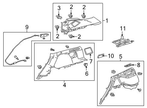 2022 Acura RDX Interior Trim - Quarter Panels Lining, Rear (Deep Black) Diagram for 84619-TJB-A04ZA