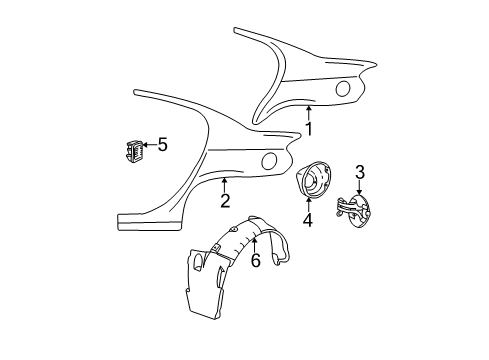 2004 Dodge Neon Quarter Panel & Components Shield-WHEELHOUSE Diagram for 5008071AC