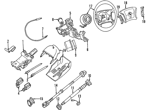 1998 BMW 740iL Ignition Lock Steering Angle Sensor Diagram for 37141094143