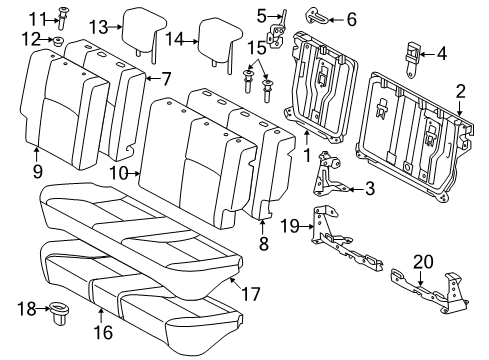 2016 Toyota Yaris Rear Seat Components Seat Back Pad Diagram for 71651-0D220