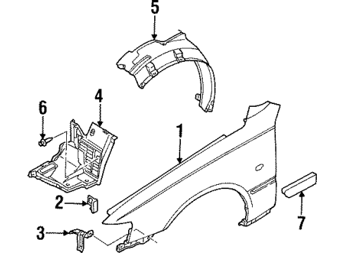 2000 Infiniti Q45 Fender & Components, Exterior Trim Moulding-Front Fender, Rear RH Diagram for 63874-6P000