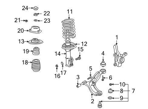 2001 Hyundai Accent Front Suspension Components, Lower Control Arm, Stabilizer Bar Knuckle-Front Axle, LH Diagram for 51715-25000