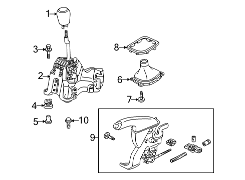 2013 Acura TL Parking Brake Lever Sub-Assembly, Change Diagram for 54100-TK5-A01