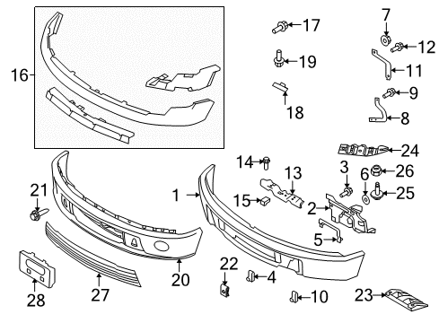 2014 Ford F-150 Front Bumper Bumper Diagram for AL3Z-17757-BPTM