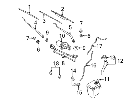 2008 Hyundai Accent Wiper & Washer Components Wiper Blade Rubber Assembly(Drive) Diagram for 98351-1G000