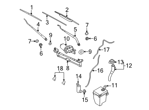 2011 Hyundai Accent Windshield - Wiper & Washer Components Clip-Windshield Wiper Blade Diagram for 98356-2F400