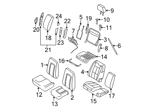 2007 Ford Expedition Front Seat Components Seat Cushion Pad Diagram for 7L1Z-78632A23-A