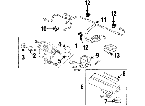 2000 Honda Prelude Air Bag Components Wire Harness, SRS Main Diagram for 77961-S30-A00