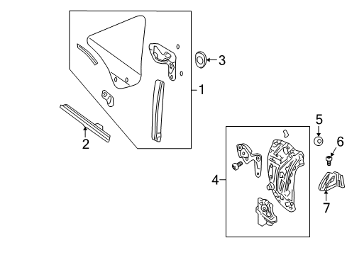 2009 Ford Mustang Quarter Window Window Regulator Bolt Diagram for -W711156-S437