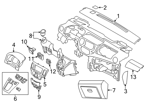 2018 Nissan NV200 Cluster & Switches, Instrument Panel Switch Assy-Sonar Diagram for 25989-4JA0A