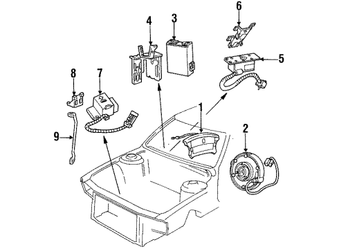 1993 Oldsmobile 98 Air Bag Components Sensor - Forward Diagram for 16147196