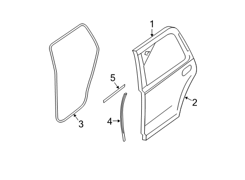 2009 Ford Expedition Rear Door Lower Weatherstrip Diagram for 7L1Z-7825325-A