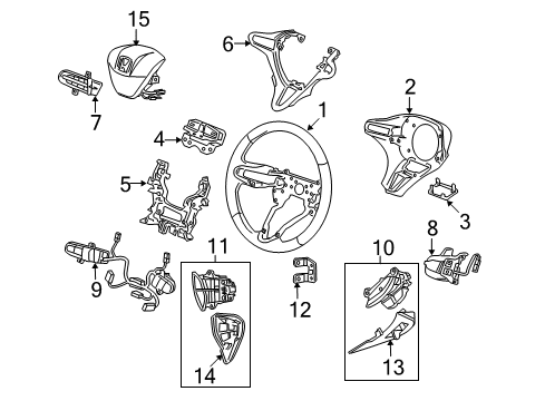 2014 Honda Insight Steering Column & Wheel, Steering Gear & Linkage Switch Assembly, Cruise & Audio &Hft & Multi & Paddle Diagram for 36770-TM8-A41