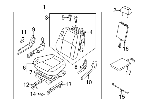 1999 Nissan Pathfinder Heated Seats Cushion Assy-Front Seat Diagram for 87300-0W075