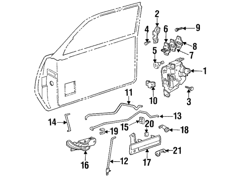 1992 Oldsmobile Achieva Door & Components Rod-Front Side Door Inside Handle Diagram for 22590746