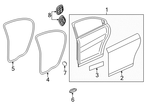 2011 Chevrolet Volt Rear Door Door Weatherstrip Diagram for 22960752