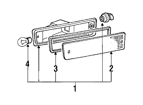 1989 Mitsubishi Mirage Backup Lamps Lamp Kit Backup LH Ba Diagram for MB597709
