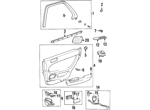 1995 Lexus LS400 Rear Door Cover, Rear Door Trim, Upper LH Diagram for 67786-50010-A0